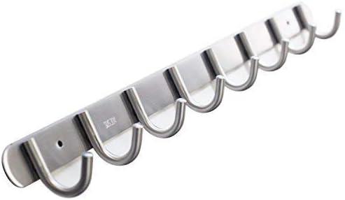 Coat Hook Rack with 8 Round Hooks - Premium Modern Wall Mounted - Ultra durable with solid steel construction, Brushed stainless steel finish, Super easy installation, Rust and water proof