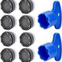 8PCS Faucet Aerator, 18.5mm Water-Saving Flow Limiter Set for Bathroom or Kitchen Replacement Parts, With 2PCS Wrench Disassembly Tool(1.5GPM)