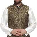 Maple Clothing Men's Nehru Jacket Brocade Indian Traditional Waistcoat Wedding Guest Outfit Vest, Size XL