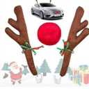 Christmas Reindeer Antlers Car Decoration Kit, LED Multicolor Lights Nose Vehicle with Jingle Bells Rudolph, Auto Holiday Accessories for SUV Van Truck Decor