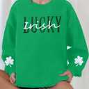 St Patricks Day Sweatshirt Women Shamrock Sweater Notre Dame Shirts Clover Top Irish Gift Long Sleeve Pullover (Green, XXL)