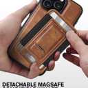 for iPhone 16 Pro Max Leather Case with Card Holder & Kickstand, [Compatible with Magsafe] Protection Slim Phone Cover with Stand (Brown, iPhone 16 Pro Max)