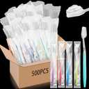 Maxcheck 500 Sets Disposable Toothbrushes Bulk with Toothpaste Individually Wrapped Homeless Supplies Travel Toothbrush for Hotel Camping School