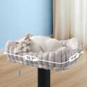 Modern Scratching Post for Indoor Cats - 15 High Cat Scratching Post with Bed Breeds - 15.7 x 11.6 Removable & Washable Cushion (Black Post with Gray Bed)