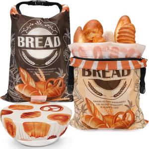 2 Pack Reusable Bread Bags for Homemade Bread, 17"13" Sourdough Bread Storage Bags with Bowl Cover - Keep Loaf Fresh and Easy to Wash(Loaf Bread Style)