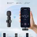 2 Pack Wireless Lavalier Microphone for iPhone iPad and Android Phone, Lapel Mic Plug and Play Wireless Mic Noise Reduction Mini Microphone for Video Recording Interview Podcast Vlog YouTube Tiktok