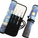 Funny live Paint Brush Holder Art Supplies, Artist Brush Holder & Storage Organizer Roll-Up Case Bag, Protect Acrylic Oil Watercolor Paintbrushes (Starry Night 20 Slot Pockets)