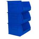 Akro-Mils 30270 AkroBins Plastic Storage Bins, Space-Saving Stackable Bins for Garage, Pantry, Craft Organization, 18" x 16" x 11", Blue, 3-Pack