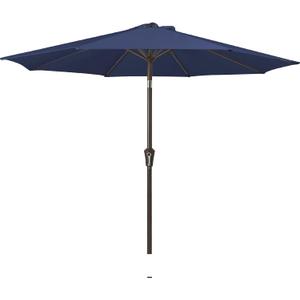 JEAREY 9FT Outdoor Patio Umbrella Outdoor Table Umbrella with Push Button Tilt and Crank, Market Umbrella 8 Sturdy Ribs UV Protection Waterproof for Garden, Deck, Backyard, Pool (Dark Blue