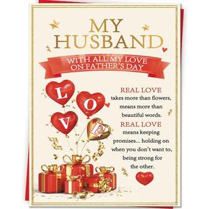 5 x Romantic Fathers Day Card Gifts for Husband, Father's Day Cards Gifts from Wife, Funny Personalized Father's Day Decorations