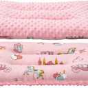 Reidio 1Pcs Toddler Pillow Double Sided Breathable Soft Cotton & Minky Dot Fabric Kids Pillow Cute Small Pillow Machine Washable (Rose)