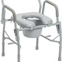 Drive Medical 11125PKSD-1 Commode Chair for Toilet with Padded Seat and Arms, Gray