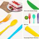 294 Pcs Neon Plastic Silverware Pastel Disposable Silverware Heavy Duty Colorfu Plastic Cutlery Set Includes 98Plastic Forks 98 Knives 98 Spoons for All Occasions7 Colors (300, Rainbow)