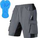 Men's Mountain Bike Shorts 3D Padded Bicycle MTB Shorts Loose-fit Lightweight MTB Cycling Shorts (Large, Grey)