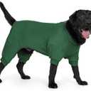cyeollo Dog Pajamas XX-Large, Stretchable Fleece Pet Onesie Coat for Medium Large Sized Dogs Pjs Warm Puppy Jumpsuit Soft Cold Weather Dog Clothes Outfits, Green XXL  (chest Girth: 26"-32"))