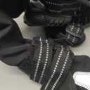 Idepet Dog Suspender Boots, Tall Dog Boots Anti-Slip & Fall Waterproof Shoes Leggings, Adjustable Suspender Boots for Winter Snow Rain Hiking Paws Protector(Black, 7)