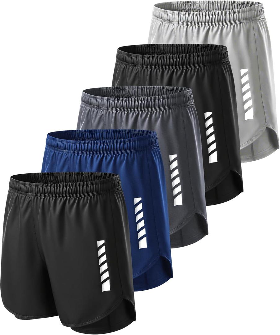 JZCreater Mens Shorts, 2-in-1 Athletic Workout Running Shorts with Liner, 2 Inner Pocket, Quick Dry Gym Shorts for Men (L)