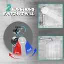 Shower Faucet Set 12IN Brass Rough-In Valve Body Trim Kit Rainfall Included Handle Accessories Complete 2 Functions with Rain Head and Handheld Bathroom Systems (12'', Chrome Polished)
