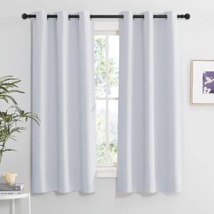 RYB HOME Room Darkening Curtains for Living Room, Energy Smart Privcay Window Curtains Drapes Durable Rustproof Grommet Panels for Bedroom, W42 x L63 inch, Greyish White, Set of 2