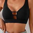 Herseas Push Up Bikini Top Women Textured Sexy Swim Suit Tops Scoop Neck Swimsuit Top Fashion Bathing Suit Tops (Black, L)