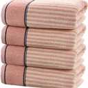 Pidada Hand Towels Set of 4 100% Cotton Striped Pattern Absorbent Soft Decorative Towel for Bathroom (Pink)
