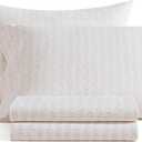 Martha Stewart - Queen Size Sheets Set, Crisp & Tailored Cooling Sheets w/a Naturally Smooth Cotton Percale Lightweight Feel - Bed Sheets with Matching Pillowcases & Fitted Sheet (Ditsy Vine Pink)