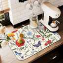 Butterfly Red Tulip Wildflower Dish Drying Mats for Kitchen Counter, 18x24 inch Drying Dishes Absorbent Microfiber Dish Drainer Mat Rack Pad Fast Dry (Mult1)