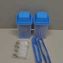 Gandeer Pickle Container with Strainer 2 Pcs Jalapeno Container 40.5 oz with Tongs 4 Pcs Sauce Bottles Large Plastic Pickle Jar with Lifter Keeper for Cornichon Olive Gherkins Food(Blue)