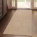 2x4 ft Entryway Rug Indoor Door Mat Non Slip Boho Woven Washable Area Rugs Kitchen Runner Rug Mat, Front Entry Rugs Entrance Doormat for Hallway Porch Bathroom Laundry Room, Brown 24"x48"
