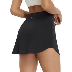baleaf Womens Tennis Skirt Golf Skorts for Woman High Waisted with Shorts Pockets Athletic Running (Small, Black)