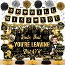 Black Gold Farewell Party Decorations We Will Miss You Banner Honeycomb Centerpiece Rude That You're Leaving But Ok Backdrop Hanging Swirls for Teacher Coworker Retirement Pastor Day Party Supplies