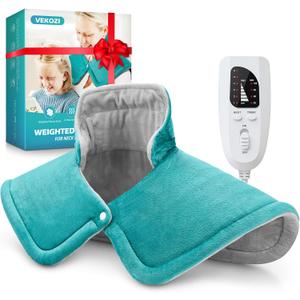 Heating Pad for Neck and Shoulders and Back, Christmas Birthday Gifts for Women Mom Wife Men Dad, Mothers Day Gifts, Weighted Neck and Shoulder Heating Pads, 6 Heat Settings 4 Auto-Off,17"x23" Blue