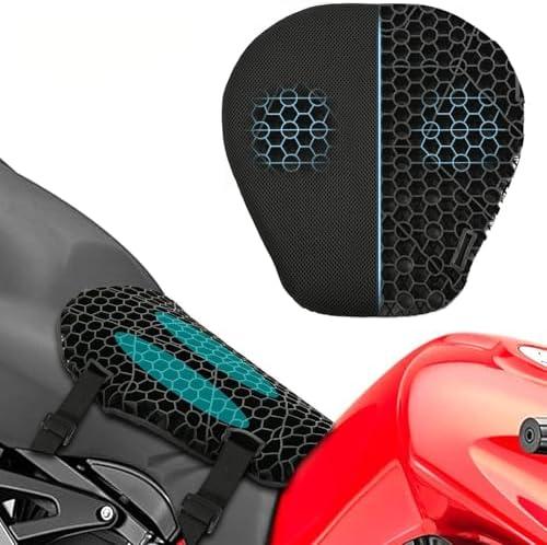 Yuroochii Motorcycle Seat Cushion, Motorcycle Gel Seat Pad for Riding, 3D Honeycomb Structure Motorcycle Seat Cover for Dirt Bike - Shock-Absorbing & Breathable (Semicircular)