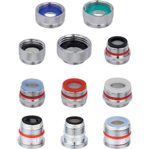 Hibbent 11 Pieces Faucet Adapter Kit, Kitchen Sink Brass Aerator Adapter Set, Male Female Sink Faucet Adapter Connecting Cache Style Faucets, Standard Hose, Chrome Finished