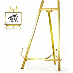 13.3" Metal Easel Stand for Sign  Elegant Table Top Easel for Display, Heavy Duty Tabletop Picture Easel Stand for Wedding Sign, Picture Frame, and Art (Gold)