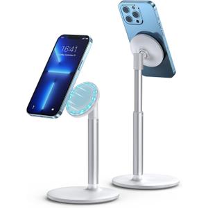 Magnetic Desk Phone Stand for iPhone 17/16/15/14/13/12 - Phone Holder Dock with 360Rotation, Height&Tilt Adjustable for Office/Home Compatible with iPhone Air/Mini/Plus/Pro/Pro Max,Mag-Safe