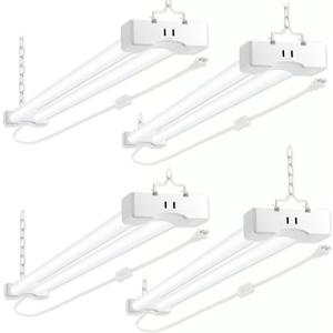 4FT 40W LED Shop Light Linkable, 5600lm(250w Equivalent), 5000K Utility Shop Lights for Garages, Workshops, Basements, Hanging or FlushMount, with Power Cordk