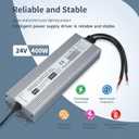 LED Power Supply 24V 400W IP67 Waterproof LED Driver 100-240V AC to 24V DC 16.67A Low Voltage Transformer Converter Power Adapter for Indoor Outdoor Any 24V LED Lights