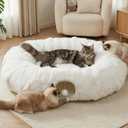 Extra Large Cat Tunnel, 47.2in Luxury Tunnel for Large Cats, Extra Long Bubble Fleece Big Cat Tunnel for Cats with Washable Mat, Skin-Friendly Large Tunnel for Cats, Puppy, Rabbits White