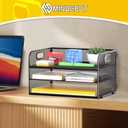 3-Tier Paper Letter Organizer Tray with Handle, Mesh Desk File Organizer for Office, Home, School - 2 Pack, Black