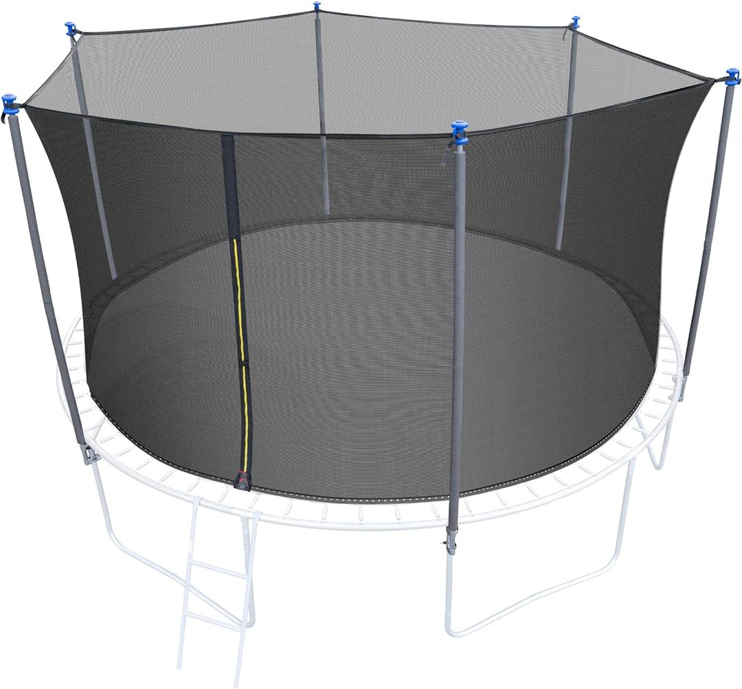 12 FT Trampoline Replacement Enclosure Net with Universal Trampoline Replacement Enclosure Poles and Hardware