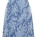 BTFBM Women's Summer Dress Sleeveless Spaghetti Strap Midi Dress Sexy Cowl Neck Floral Cocktail Dress Party Dresses (Large, Light Blue)