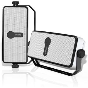 Inwa Bluetooth Outdoor Speaker, IPX5 Waterproof Wall Mount Speaker, Wireless Sync Up to 100 Speakers, Connect Seamlessly to Phone, Computer, Echo Dot, Suitable for Patio, Porch, Gazebo, Garage, 2 PCS