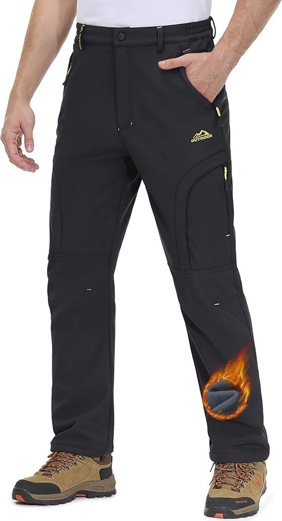 MAGCOMSEN Snow Pants for Men Water Resistant Fleece Size L