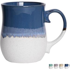 Bosmarlin Extra Large Ceramic Coffee Mug, 26 Oz, Dishwasher and Microwave Safe, Big Oversized Tea Cup, Reactive Glaze (Deep Blue)