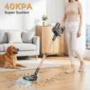 Cordless Vacuum Cleaner, Stick Vacuum with LED Display, Real-Time Battery Level Rechargeable Cordless Vacuum with 2 Adjustable Suction Modes, 40 Mins Runtime Handheld Vacuum for HomeRose Gold