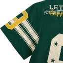 QJQ Men's Jersey Shirts Short Sleeve V Neck Graphic T Shirts Baggy Oversized Tee Summer Y2k Tops Streetwear (Green, L)