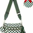 Women's Crossbody Bag, Waterproof Oxford Cloth Waist Bag with Adjustable Shoulder Strap (Bean green)