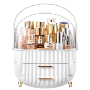 NestOrganix Makeup Organizer Skincare Organizers  Cosmetic Display Cases with Transparent Cover, SkinCare Organizers for Bathroom Countertop, Bedroom Vanity Desk, Lipstick Organizer, White