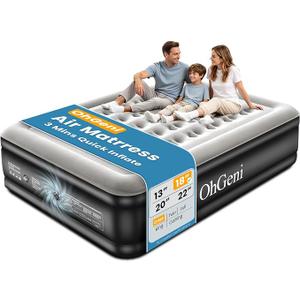 OhGeni Air Mattress Queen with Built in Pump, 18" Raised Blow up Bed, 800lb
Inflatable Mattress, Advanced Coil-Beam Support, 3 Mins Inflation, 40% Thicker PVC, Waterproof